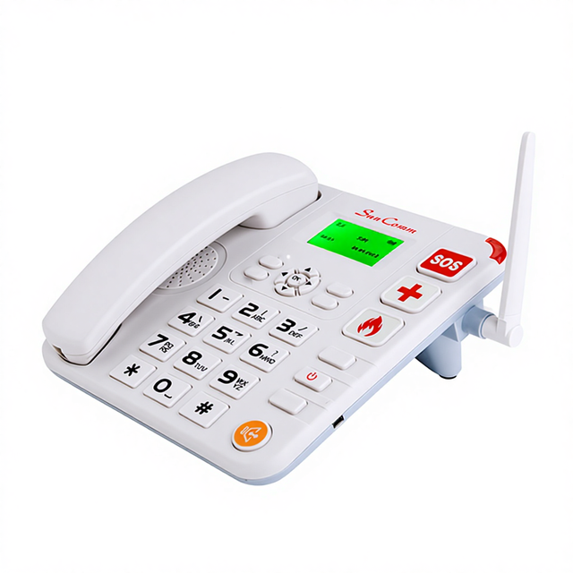 For SC-9886-4GW White Analog Cordless Telephone Senior-Friendly Big Button Design SOS Emergency Call Button Dual SIM 1000mAh