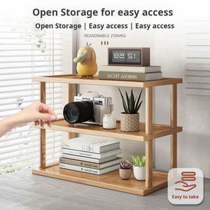 Настольная Полка на стол, простой органайзер для чашек, полка, столешница, маленькие Многослойные перегородки из бамбукового дерева - Product Image 5