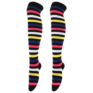 Bas colorés mi-cuisses pour femmes, chaussettes à rayures arc-en-ciel pour loisirs, fête, adolescents, étudiants, cosplay anime, danse, bas pour dames - Product Image 2