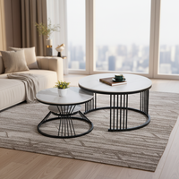 Ensemble de table basse extensible moderne et durable avec plateau en pierre frittée et pieds en métal pour le salon