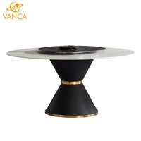Nordic White Simple Rock Plate Carré à Rond Rétractable Table À Manger Pliante Ensemble pour 6 Noyer Base En Bois Massif Table À Manger