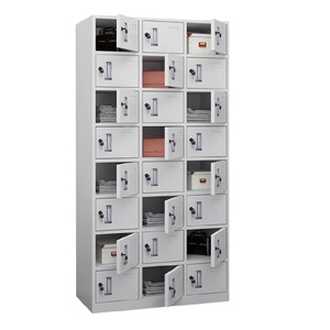 Armoire métallique moderne avec 16 portes verrouillables, design à panneaux plats à charnières pour le rangement de la chambre - Product Image 1