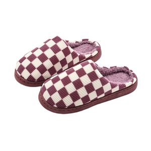 Chaussons d'hiver classiques chauds et confortables en peluche avec semelle extérieure en PVC antidérapante et épaisse pour la maison - Product Image 1