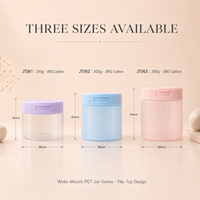 Grand pot en PET à couvercle rabattable pour tampons de coton, 250g 300g 350g, col 83, ouverture large 86mm, MOQ 500 pièces, distributeur de lingettes en plastique, OEM