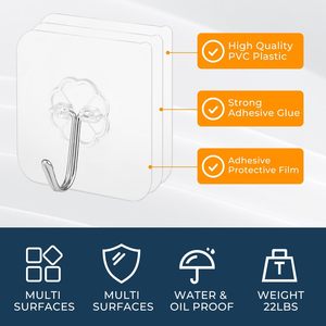 Heavy Duty Plastic Transparent <b>Adhesive</b> Wall Mount <b>Hooks</b> Novelty Bathroom Kitchen Towel <b>Hooks</b> Tea Golf Towel <b>Hooks</b> Available - Product Image 5