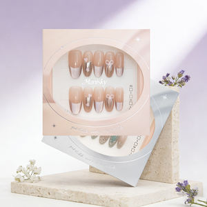 Faux ongles personnalisés faits à la main, style stiletto français, réutilisables, à presser, en ABS, forme amande, couvrance totale, pré-conçus, vente en gros - Product Image 5