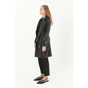 Puane Women's Short Black Genuine Leather <b>Jacket</b> - Modern Cut, Timeless Style, S-XL Sizes for Everyday Wear - Product Image 4