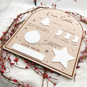 <span class=keywords><strong>Lettre</strong></span> réutilisable pour enfants personnalisée en usine au père noël, tableau blanc en bois pour enfants signe d'accessoires photo père noël - Product Image 2