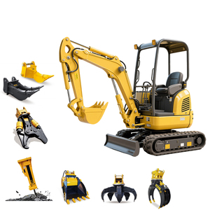 Shandong Mingde L08 amarillo 1 tonelada 1,2 toneladas 1,8 T Mini <span class=keywords><strong>excavadora</strong></span> accesorios hidráulico madera agarrar caminar araña pequeño cubo - Product Image 1