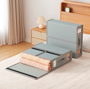 Foldable Rectangle <b>Bed</b> Sheet Organizers Handles Storage <b>Bags</b> for Linen Blankets Bedding Modern Luxury Oxford Fabric Under-<b>Bed</b> - Product Image 2