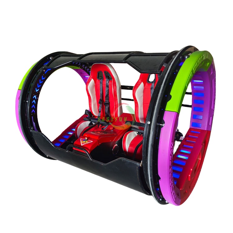 EASYFUN New 360 Degree Game Park Rides 2 Player Double Seats Happy Rolling Car
