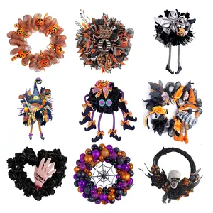 Hot Sale Halloween Door Wreath Decorations Outdoor Pendant Ghost Horror Party Ornaments halloween wreaths