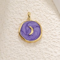 Pendentif violet lavande en cuivre plaqué or véritable, breloques émail ours, papillon, cœur, lune, bijoux en améthyste DIY avec quartz