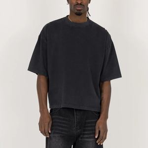 Camiseta Corta de Algodón de Alta Calidad para Hombre, Estilo Vintage con Lavado Ácido, Corte Holgado, Estilo Urbano - Product Image 3