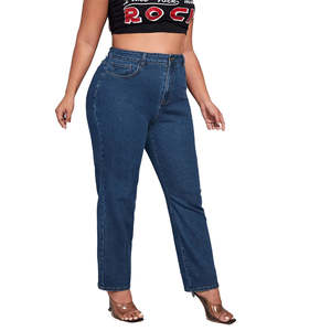 China Factory Direct Sale All Season <b>Dark</b> <b>Blue</b> High Waist Skinny Pencil Denim <b>Jeans</b> Pants for Plus Size <b>Women</b> Moms Long Slim - Product Image 3