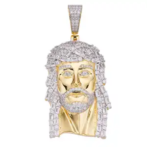 Latest Hot Sale Men Hip Hop 925 Sterling Silver Jesus Face Pendant Moissanite Jewelry Charm Jesus Pendant