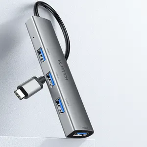 RSHTECH铝4合1速度4端口USB集线器5Gbps USB 3.0分离器集线器适配器，适用于笔记本电脑