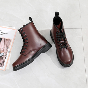Bottes d'hiver pour femmes en cuir PU imperméable, rose, à lacets, bottes tendance pour femmes, chaussures en gros - Product Image 5
