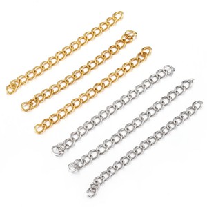 Cadena de extensión de acero inoxidable, accesorio de joyería en oro y plata para collar, pulsera, cadena de repuesto para bricolaje. - Product Image 1