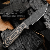 Couteau à lame fixe américain EDC de survie avec manche G10, couteau tactique de camping et de chasse avec étui Kydex