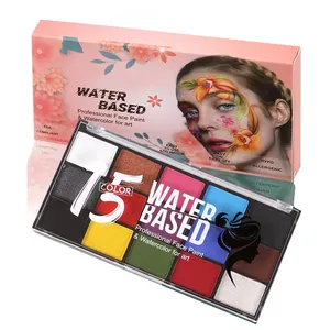 Easy on Easy Off Unisex Facial Glitter Non-toxic Face Paint s Body Crayon 15 Color Plate Body Painting Face Paint Kit