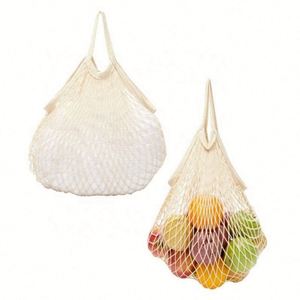 Sac de courses en filet de coton en gros, avec longues poignées, réutilisable pour fruits et légumes, couleur personnalisable, certifié ISO9001 - Product Image 1