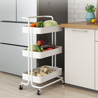 Offre Spéciale chariot de rangement utilitaire roulant en métal à 3 niveaux organisateur de cuisine multifonction support de rangement