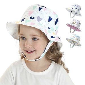 لطيف أنماط عكسها قبعة بحافة الاطفال قبعة الشمس الصيف الاطفال جهين قبعة بحافة مع سلسلة - Product Image 5