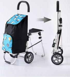 Chariot de courses pliable avec siège - Chariot en alliage d'aluminium pour monter les escaliers - Product Image 2