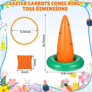Jeu de lancer d'anneaux gonflables en PVC Seenelling Carottes de Pâques pour adultes, usage familial et scolaire, décorations de fête, amusant et mignon - Product Image 3