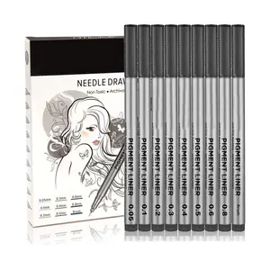 Art Supplies Superior Fineliner Drawing pen black Needle Pen Water Proof Pigment Ink multiple size Tips Micro Pen