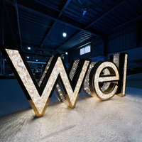 Enseigne lumineuse LED en diamant scintillant, enseigne commerciale en acrylique 3D éclairée pour l'extérieur et l'intérieur