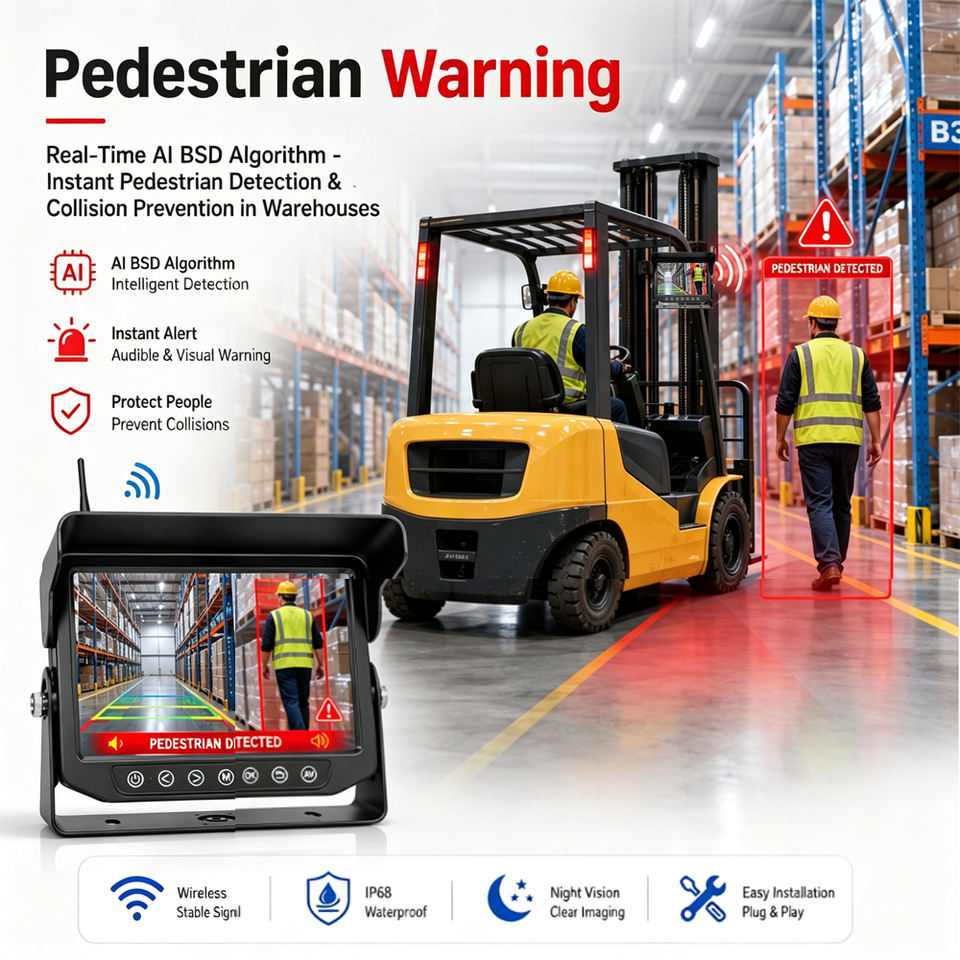 Laser Alignment Wireless Forklift Camera System IP68 Waterproof AI BSD ...