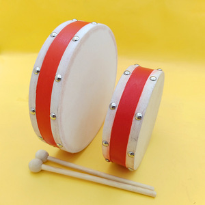 Wholesale 8 Inches Wooden Sheepskin Hand <b>Drums</b> With Wooden Sticks Double-sided <b>Drum</b> Music Orff Percussion Instruments - Product Image 3