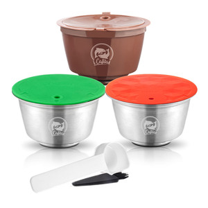 Cápsulas de Café Reutilizables de Acero Inoxidable, Cápsulas de Leche Recargables con Tapa de Silicona, Compatibles con DG Genio Piccolo XS <span class=keywords><strong>Mini</strong></span> Me - Product Image 4