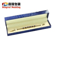 Boîte à bijoux carrée en cuir PU bleu royal luxueuse et élégante pour cadeaux