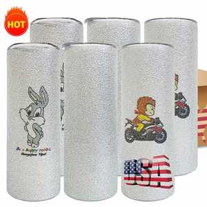 Vaso de sublimación de 20 oz con purpurina plateada, para impresión por transferencia térmica, de superficie rugosa y recto, desde almacén de EE. UU. - Product Image 2