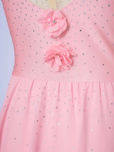 Vestido de patinaje artístico para mujer, cuello simulado, manga de malla, falda de gasa con pedrería, traje de patinaje sobre hielo diagonal, leotardo personalizado - Product Image 3