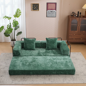 Ghế sofa nén, ghế sofa giường đa năng có tựa lưng và tay vịn, ghế sofa giường thư giãn êm ái, chất liệu vải nhung. - Product Image 2