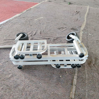 Chariot pliant portable en aluminium avec plateforme en plastique, quatre roues en PVC, pour planches de surf, cannes à pêche, plage, outils personnalisables OEM