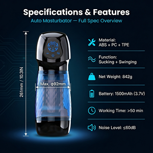 Masturbatore Automatico Maschile con 5 Modalità di Suzione e 5 Modalità Oscillanti, Elettrico, Senza Mani, Impermeabile, Ricarica Magnetica, Portatile, per Adulti - Product Image 3