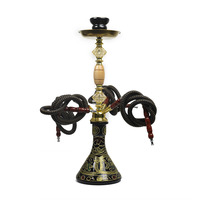 Vente en gros de shisha en verre design arabe, accessoires de narguilé à lentille, mode classique, 2 tuyaux en plastique, narguilé fantaisie de grande taille
