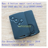 Carte intelligente à 4 boutons Szvoraus Ren sans logo pour Renault Clio IV 2012 - 2019 Renault Captur 2013 - 2020