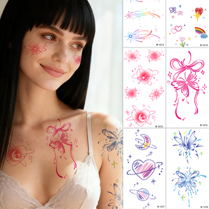 Autocollants de tatouage temporaires écologiques de haute qualité pour enfants, personnalisés, imperméables, pour les bras, les doigts, le corps, les feux d'artifice, les papillons, les couleurs - Product Image 1