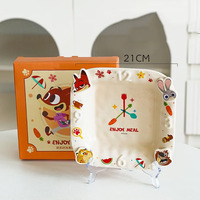 Nouveautés : Ensemble de vaisselle en céramique Nick & Judy – Assiette carrée, bol, tasse, cuillère – Collection animaux mignons de Crazy Animal City
