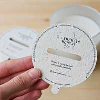 Couvre-poussière pour bougie personnalisé avec logo imprimé, cartes en papier avec graines de fleurs sauvages plantables, protection contre la poussière pour bougie, carte de remerciement