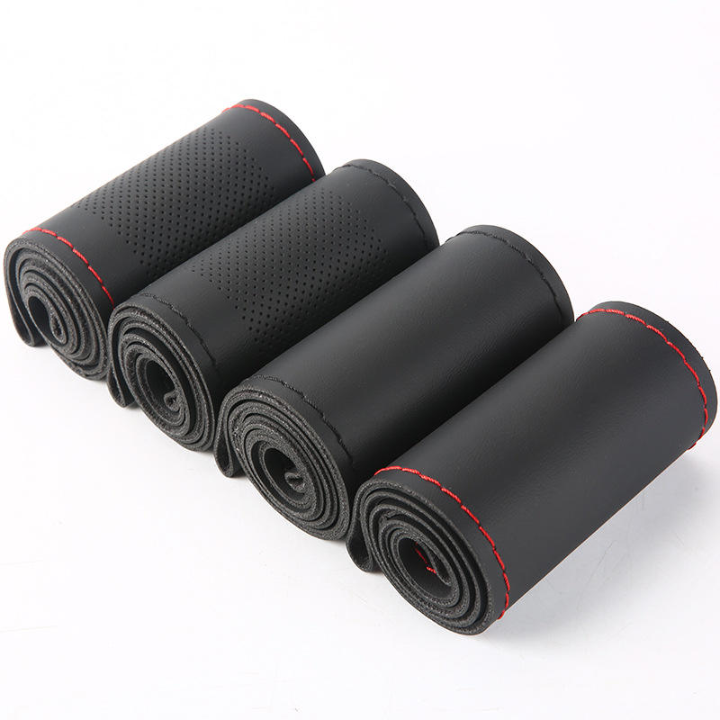 FN-SWC-11 Universal Artificial Leather Car Steering Wheel Cover 38cm - Hand Sewn Handlebar Protector