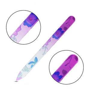 Lime à ongles en verre cristal double face à motif floral personnalisé, lime de couleur mixte avec étui pour cadeaux de Noël - Product Image 2