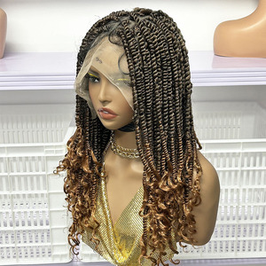 Peluca de Cabello Trenzado sin Nudos, Tejida a Mano, Afro Corto, Rizado, para Mujeres Negras <span class=keywords><strong>Africanas</strong></span>, Peluca de Fibra Trenzada - Product Image 1