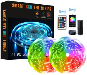 5 متر 10 متر جهاز تحكم ذكي واي فاي تلفزيون إضاءة خلفية ليد RGB مقاوم للماء مرن للتحكم عن بعد شريط إضاءة ليد ، شريط إضاءة ليد ذكي